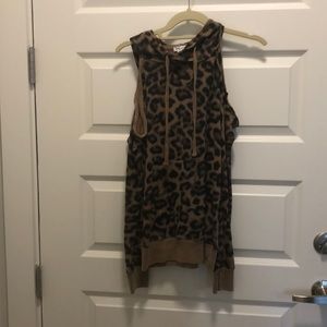 Splendid cheetah cold shoulder sweatshirt